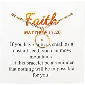 Pingyongchang Faith God Pendant Necklace for Women Inspirational Dainty Gold Silver Plated Stainless Steel Choker Tiny Move Mountains Mustard Seed Charm Choker Christian Baptism Birthday Jewelry Gift