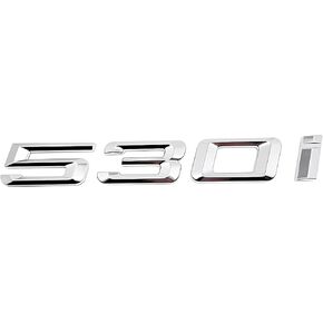 530i Emblem Decal Car Numbers Letters Decal Plating Badge 3D Metal Style Fit for 530i Car Model Silver