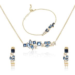 Jewelry Set for Women Zirconia Crystals Necklace Dangle Earrings Bracelet Ring Set Quality Sun Moon Star Solid 925 Sterling Silver Fashion Gift Trendy Jewelry Set