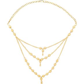 Efulgenz Indian Jewelry Sets for Women Gold Tone Indian Gold Jewelry Dubai Gold Jewelry Sets for Women Indian Gold Tone Metal Beaded Multilayer Chain Necklace Hook Earrings Indian Bridal Jewelry for Wedding Fashion Jewelry