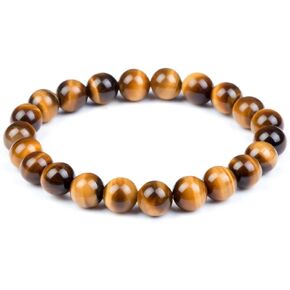 Fashion Month Mens Womens 6-20mm Beads Brown Tiger Eye Beaded Lucky Gemstone Stretch Bracelet Unisex Wrist