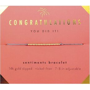 Congratulations Gifts for Women - 14k Gold Beaded Bracelet on Sentimental Message Card is an Adorable way to Wish Congrats on Her Graduation, Homecoming, New Job, Home, Engagement, Wedding, Retirement