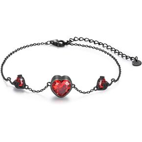 OHAYOO Skull Bracelet Sterling Silver Skeleton Hand Pendant Bracelet Gothic Halloween Jewelry Gift for Women