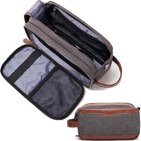 Vorspack Travel Toiletry Bag for Men - Canvas Dopp Kit Water Resistant Skincare Bag Large Shaving Bag for Bathroom Toiletries Accessories Gifts - Black