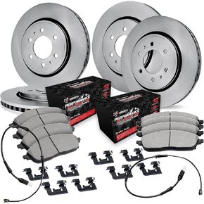 R1 Concepts Front Rear Brakes and Rotors Kit |Front Rear Brake Pads| Brake Rotors and Pads| Performance Off-Road Brake Pads and Rotors | Hardware Kit and Sensor WFVS2-47003