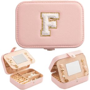 HBselect Travel Jewelry Case Jewelry Box Jewelry Organizer, Initial Small Jewelry Boxes for Women Travel Jewelry Box, Ring Holder, Earring Holder, Beach Travel Vacation Essentials