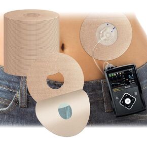 40 Pack Universal Adhesive Patches for CGM and Insulin Pumps, 0.8-Inch Hole, Waterproof & Breathable Patches, Pre-Cut Adhesive Tape, CGM Protection,Long Last Sensor Patches,Skin-Friendly Patches,Beige