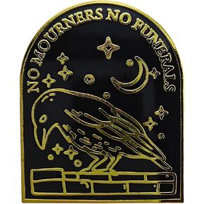 No Mourners No Funerals Crow Enamel Lapel Pin, Six Raven Art Badge Gift for Jackets, Bags, Hats