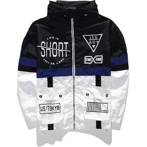 perdontoo Mens Casual Lightweight Drawstring Hooded Windbreaker Jacket (Small, Black-1)