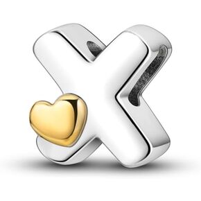 925 Sterling Silver Letter Charms 26 Initial Letter Charms Beads for Bracelet and Necklace A-Z Alphabet Bead Pendants fit for European Bracelets Necklace