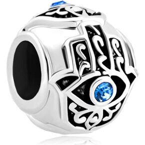 Evil Eye Hamsa Hand Fatima Bead Charm Compatible with Pandora Bracelets Islam Women Girlfriend Christmas Family Daughter Sister