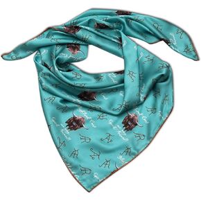 Western Cowboy Wild Rag Silk Scarf Bandana Neck Wrap Square Silky 38'' High Lander Scarves For Men & Women