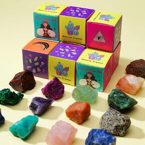 Runyangshi 1PCS Natural Crystal Raw Stone Blind Box with One Lucky Crystal Random Mystery Box Collectible Crystal Creative Series Have Citrine Celestite Malachite Amazonite etc Many Random Materials