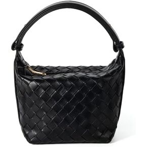 Small Size Leather Woven Women's Tote Bag ，Woven Leather Mini Lightweight Luxury Crossbody