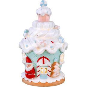 National Tree Company Pre-Lit First Traditions Santa Cake House with Yellow LED Lights, Christmas Collection, Battery Powered, Brown, 8 in