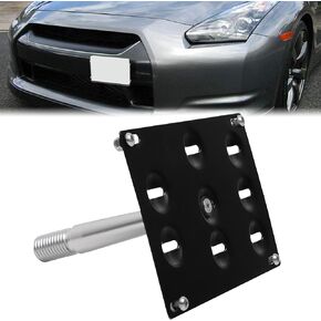 GS Front Bumper Tow Hook License Plate Mount Bracket Frame Holder Tow Hole Adapter Relocator Compatible with Nissan Sentra Juke 370Z GTR Fit for Infiniti Q60 G37 Coupe,22AA-GS