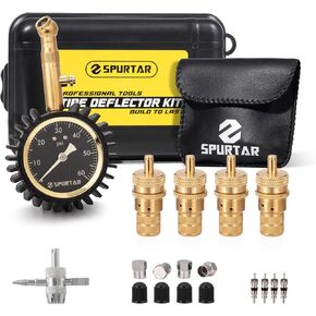 Spurtar Tire Deflator, 60 PSI Tire Pressure Gauge, Adjustable Tire Deflator Kit, Air Down Tire Deflators Offroad Accessories for Jeep, Car, Truck, Motorcycle, and ATV Tires