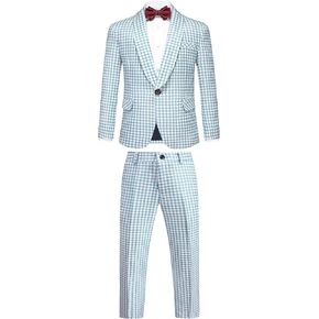 Boys Suits 3 Piece Plaid Kids Tuxedo Blazer Pants with Bow Tie Dress Modern Suits for Boys