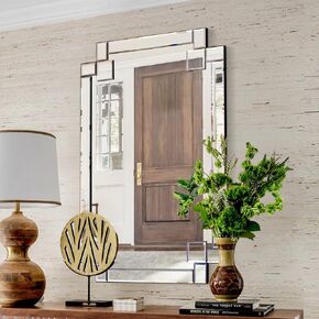 Large Mirror Wall Decor, 24" X 36" Beveled Decorative Mirror for Bathroom Bedroom Living Room Entryway Wall Mirror Vanity Mirror Hang Horizontally or Vertically