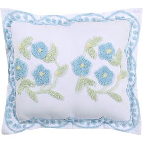 Better Trends Bloomfield Collection is Super Soft and Light Weight in Floral Design 100% Cotton Tufted Unique Luxurious Machine Washable Tumble Dry, Standard Sham, Blue