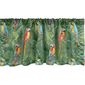 Ambesonne Retro Window Valance Pack of 2, Sixties and Seventies Style Geometric Round Shaped Repeated Symmetric Design, Rod Pocket Curtain Valances for Kitchen Bedroom, 54" X 12", Orange Cream