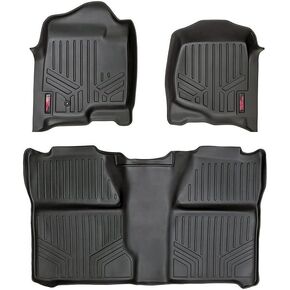 Rough Country All Weather Floor Mats for Chevy/GMC 1500/2500HD Crew-Cab (2007-2014) with Front Bucket Seats, Custom Fit Waterproof Floor Mats, Front & Rear Set