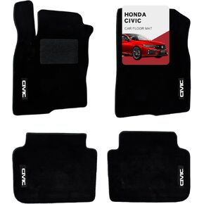 Custom Mats for Honda Civic 2016-2021 Fit Wool Carpet Floor Mats - Non-Slip, Luminous Logo, Full Coverage, All-Weather, Easy to Install
