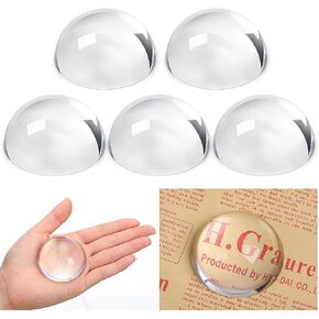 6 Pcs Crystal Dome Magnifier Paperweights 2.5inch Glass Paperweight Reading Magnifying Glass Clear Optical Half Ball Lens for Office Desk Home Gift