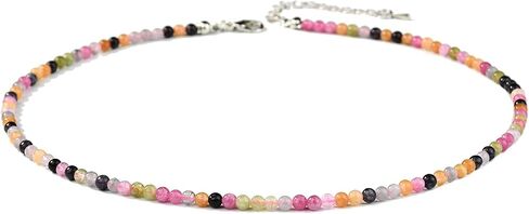 Natural Stone Beaded Necklace for Women Boho Colorful Beaded Choker Necklace Adjustable Handmade Bead Necklace Beach Necklace Summer Jewelry Gift for Women in Saudi Arabia