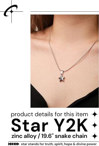 Hippie Indie Silver Star Pendant Necklaces Grunge Aesthetic Y2K Necklace Chokers for Women in Kuwait