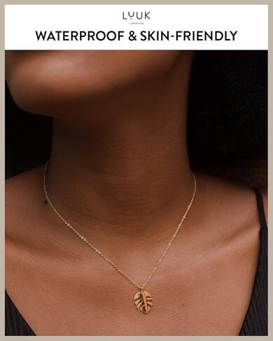 LUUK LIFESTYLE Stainless steel necklaces for women with pendant, trendy jewelry card with Happiness saying, lucky charm, friendship gift, women's jewellery, trendy gift idea for her, silver, gold and rose in Kuwait