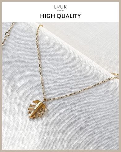 LUUK LIFESTYLE Stainless steel necklaces for women with pendant, trendy jewelry card with Happiness saying, lucky charm, friendship gift, women's jewellery, trendy gift idea for her, silver, gold and rose in Kuwait