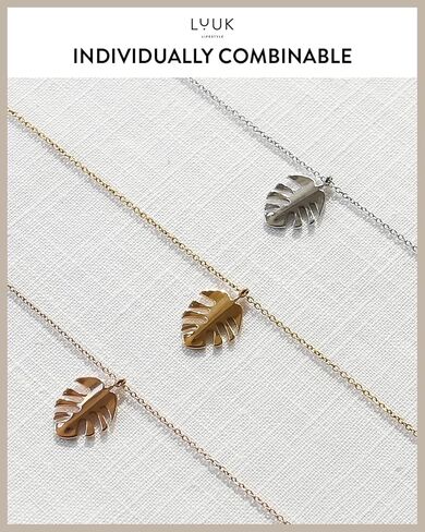 LUUK LIFESTYLE Stainless steel necklaces for women with pendant, trendy jewelry card with Happiness saying, lucky charm, friendship gift, women's jewellery, trendy gift idea for her, silver, gold and rose in Kuwait