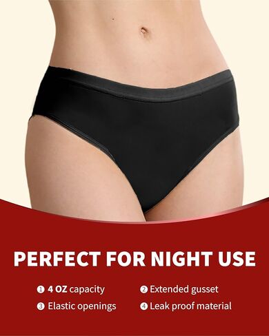 Incontinence Underwear for Women 4 oz Hipster Panties Leak Proof Underwear for Women Absorbent 2 Pack (Black, 2XL) in Saudi Arabia