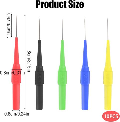 10 Pcs 0.7mm Multimeter Test Probe Pins, Back Probes Non-Destructive Insulation Wire Piercing Needle Wire Piercing Probe Insulation for Banana Socket Plug, Car Tester in Saudi Arabia