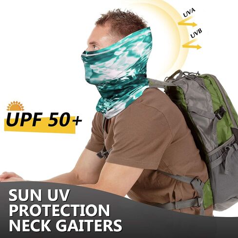 MCTi UV Neck Gaiter Mask, UPF 50 Bandana Balaclava Face Mask Breathable Cooling Sun Summer for Fishing Running 2 Packed … in Kuwait