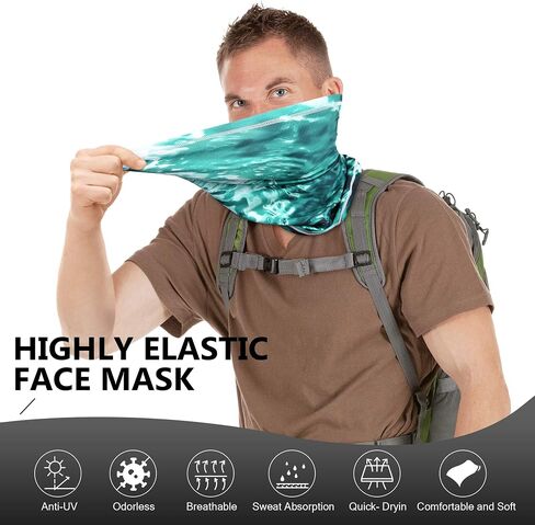 MCTi UV Neck Gaiter Mask, UPF 50 Bandana Balaclava Face Mask Breathable Cooling Sun Summer for Fishing Running 2 Packed … in Kuwait