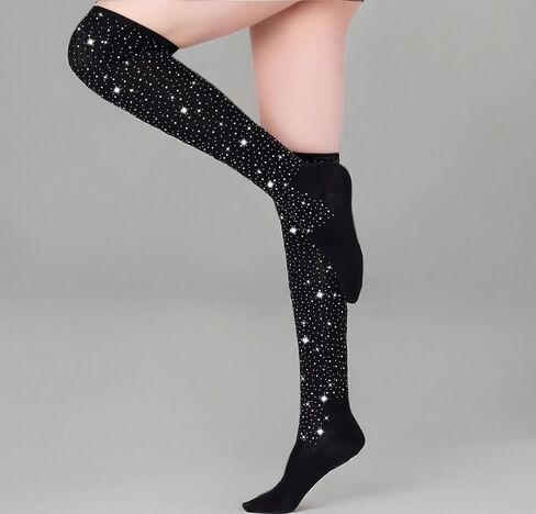 ANNTXL Woman's Rhinestone Over Knee High Socks Stripe Knit Stockings Leg Warmers for Christmas Valentines day Events in Kuwait