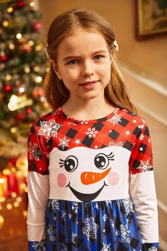 BesserBay Christmas Girls Plaid Long Sleeve Maxi Dress with Side Pockets 5-14 Years in Saudi Arabia