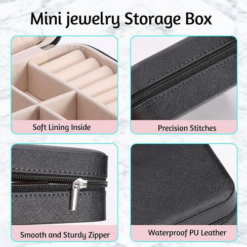 Travel Jewelry Box Small Jewelry Organizer Multi-functional Mini Travel Case Holder for Girls Women Stud Earrings, Rings, Necklaces, Pendant, Bracelets Storage, 1PC Black in Saudi Arabia