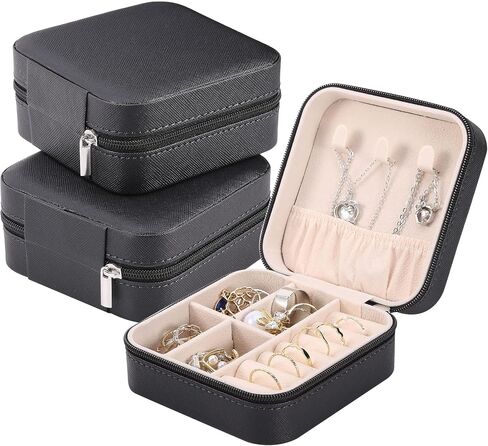 Travel Jewelry Box Small Jewelry Organizer Multi-functional Mini Travel Case Holder for Girls Women Stud Earrings, Rings, Necklaces, Pendant, Bracelets Storage, 1PC Black in Saudi Arabia