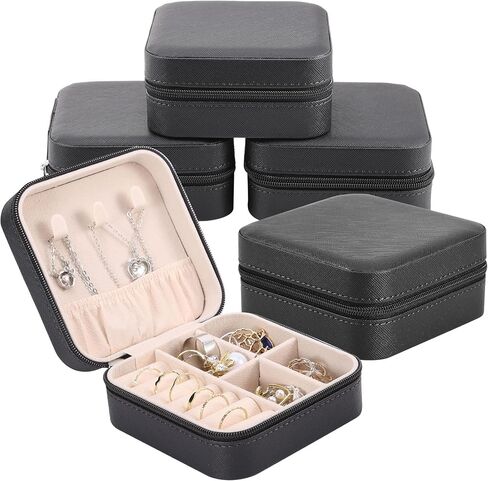 Travel Jewelry Box Small Jewelry Organizer Multi-functional Mini Travel Case Holder for Girls Women Stud Earrings, Rings, Necklaces, Pendant, Bracelets Storage, 1PC Black in Saudi Arabia