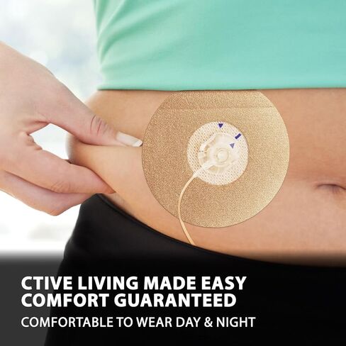 40 Pack Universal Adhesive Patches for CGM and Insulin Pumps, 0.8-Inch Hole, Waterproof & Breathable Patches, Pre-Cut Adhesive Tape, CGM Protection,Long Last Sensor Patches,Skin-Friendly Patches,Beige in Kuwait