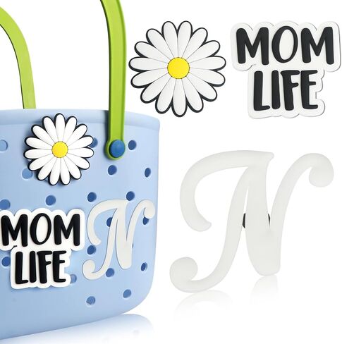 CONLI 3 PCS Letter Charms Compatible with Bogg Bag, Insert Letter Decorative Accessories for Rubber Beach Tote Bag, Floral Accessories Charm Compatible with Beach Handbag in Saudi Arabia
