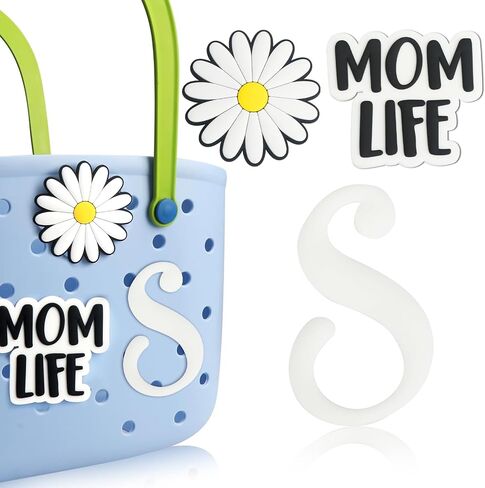 CONLI 3 PCS Letter Charms Compatible with Bogg Bag, Insert Letter Decorative Accessories for Rubber Beach Tote Bag, Floral Accessories Charm Compatible with Beach Handbag in Saudi Arabia