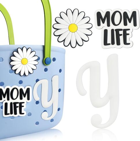 CONLI 3 PCS Letter Charms Compatible with Bogg Bag, Insert Letter Decorative Accessories for Rubber Beach Tote Bag, Floral Accessories Charm Compatible with Beach Handbag in Saudi Arabia