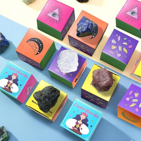 Runyangshi 1PCS Natural Crystal Raw Stone Blind Box with One Lucky Crystal Random Mystery Box Collectible Crystal Creative Series Have Citrine Celestite Malachite Amazonite etc Many Random Materials in Saudi Arabia
