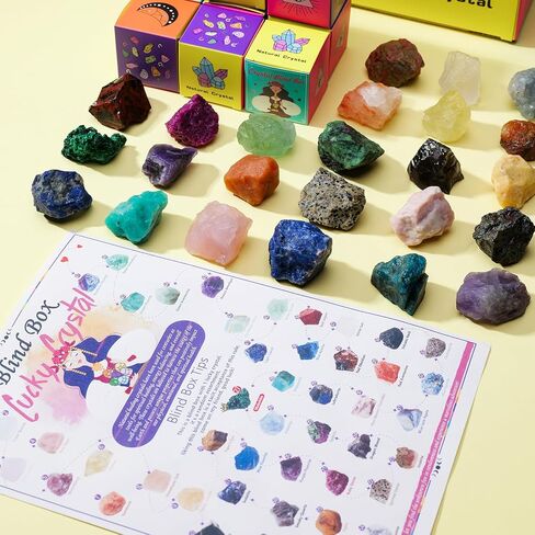 Runyangshi 1PCS Natural Crystal Raw Stone Blind Box with One Lucky Crystal Random Mystery Box Collectible Crystal Creative Series Have Citrine Celestite Malachite Amazonite etc Many Random Materials in Saudi Arabia