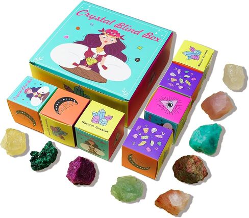 Runyangshi 1PCS Natural Crystal Raw Stone Blind Box with One Lucky Crystal Random Mystery Box Collectible Crystal Creative Series Have Citrine Celestite Malachite Amazonite etc Many Random Materials in Saudi Arabia