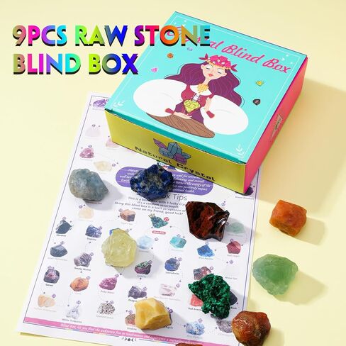 Runyangshi 1PCS Natural Crystal Raw Stone Blind Box with One Lucky Crystal Random Mystery Box Collectible Crystal Creative Series Have Citrine Celestite Malachite Amazonite etc Many Random Materials in Saudi Arabia